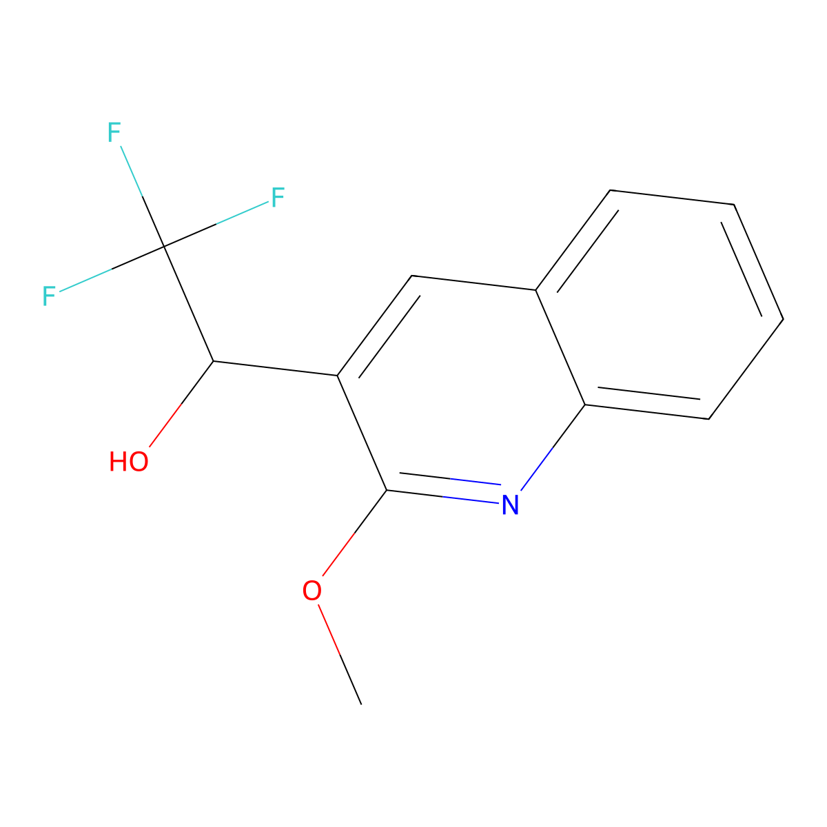2,2,2-Trifluoro-1-(2-methoxyquinolin-3-yl)ethan-1-ol molecular structure, CAS 2228535-83-7