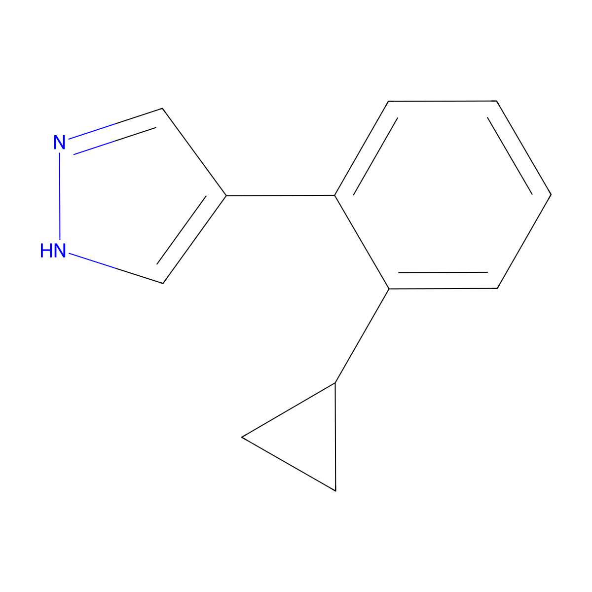 4-(2-cyclopropylphenyl)-1H-pyrazole molecular structure, CAS 2228535-91-7
