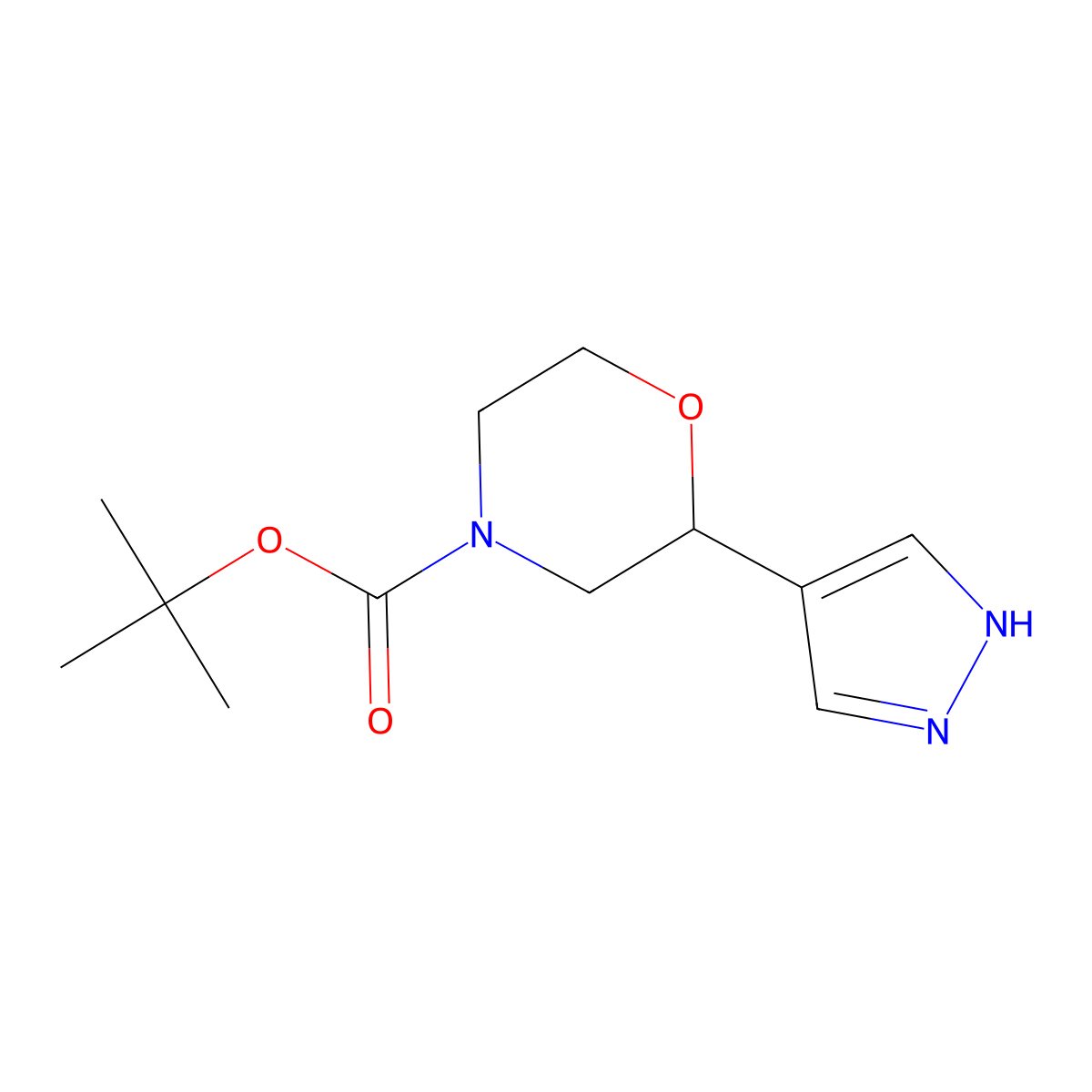 tert-Butyl 2-(1H-pyrazol-4-yl)morpholine-4-carboxylate molecular structure, CAS 2228538-06-3