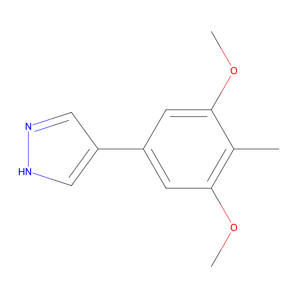 4-(3,5-dimethoxy-4-methylphenyl)-1H-pyrazole molecular structure, CAS 2228538-18-7
