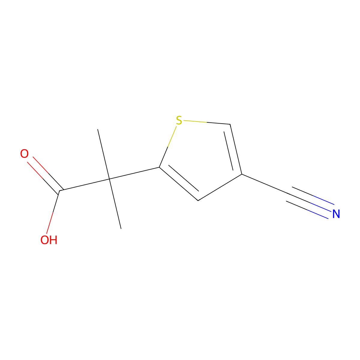 2-(4-Cyanothiophen-2-yl)-2-methylpropanoic acid molecular structure, CAS 2228541-81-7