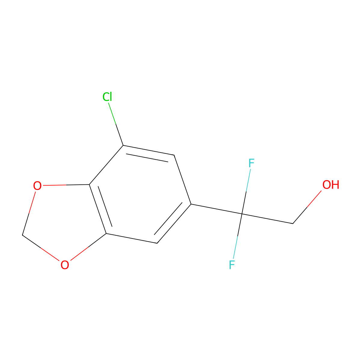 2-(7-Chloro-1,3-dioxaindan-5-yl)-2,2-difluoroethan-1-ol molecular structure, CAS 2228542-97-8