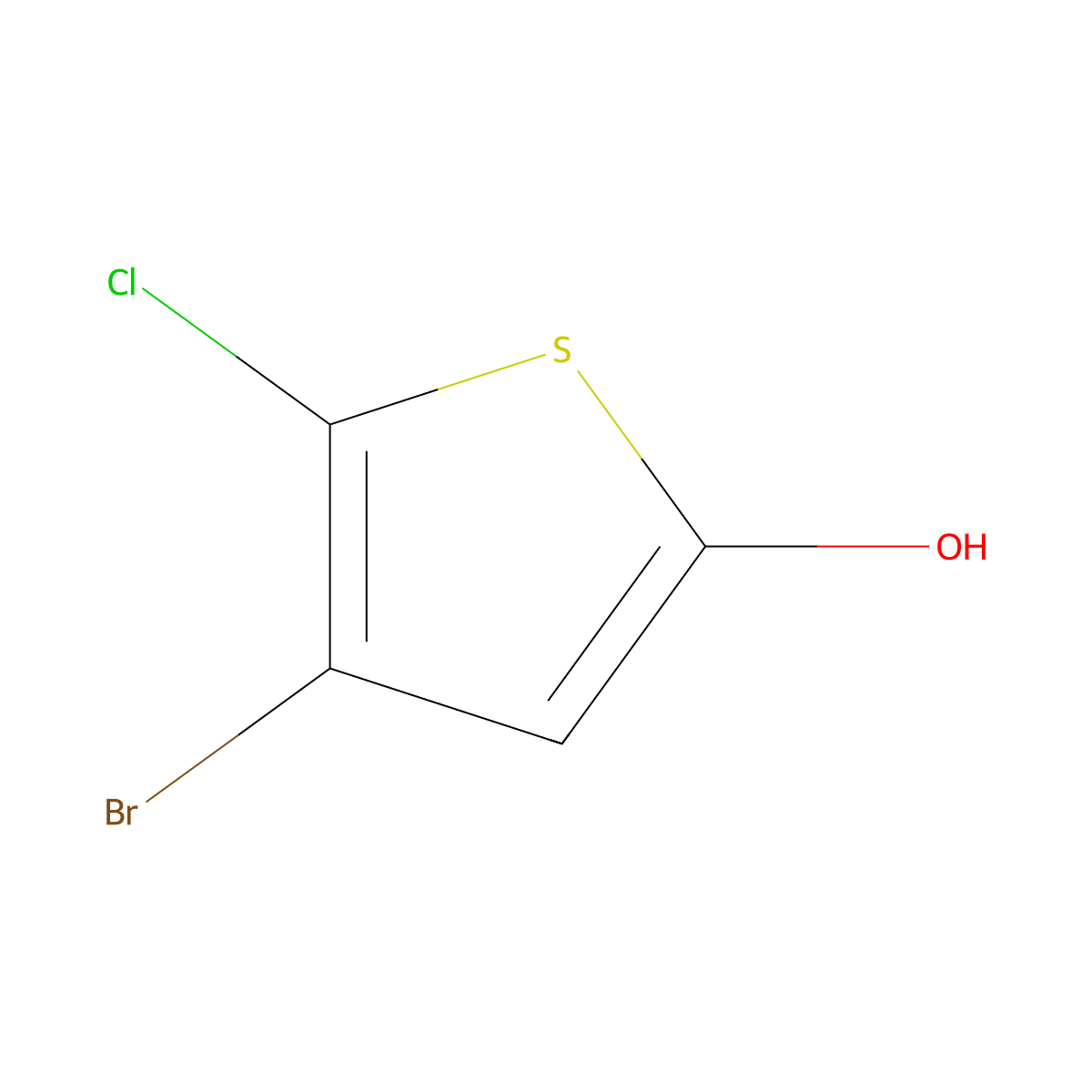 4-Bromo-5-chlorothiophen-2-ol molecular structure, CAS 2228545-25-1