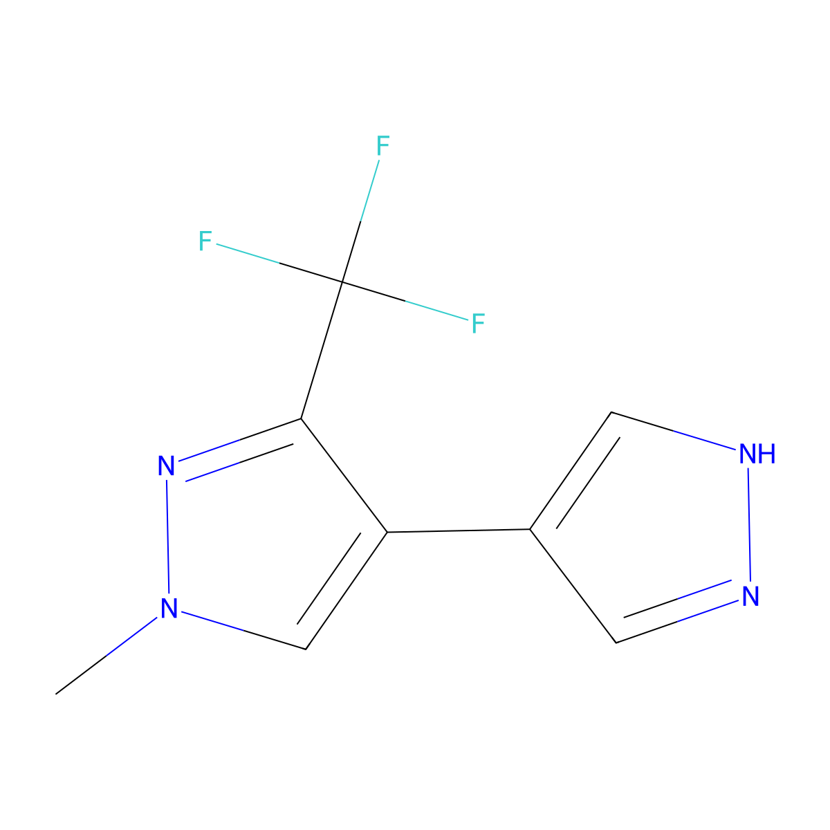 1-methyl-4-(1H-pyrazol-4-yl)-3-(trifluoromethyl)-1H-pyrazole molecular structure, CAS 2228546-20-9