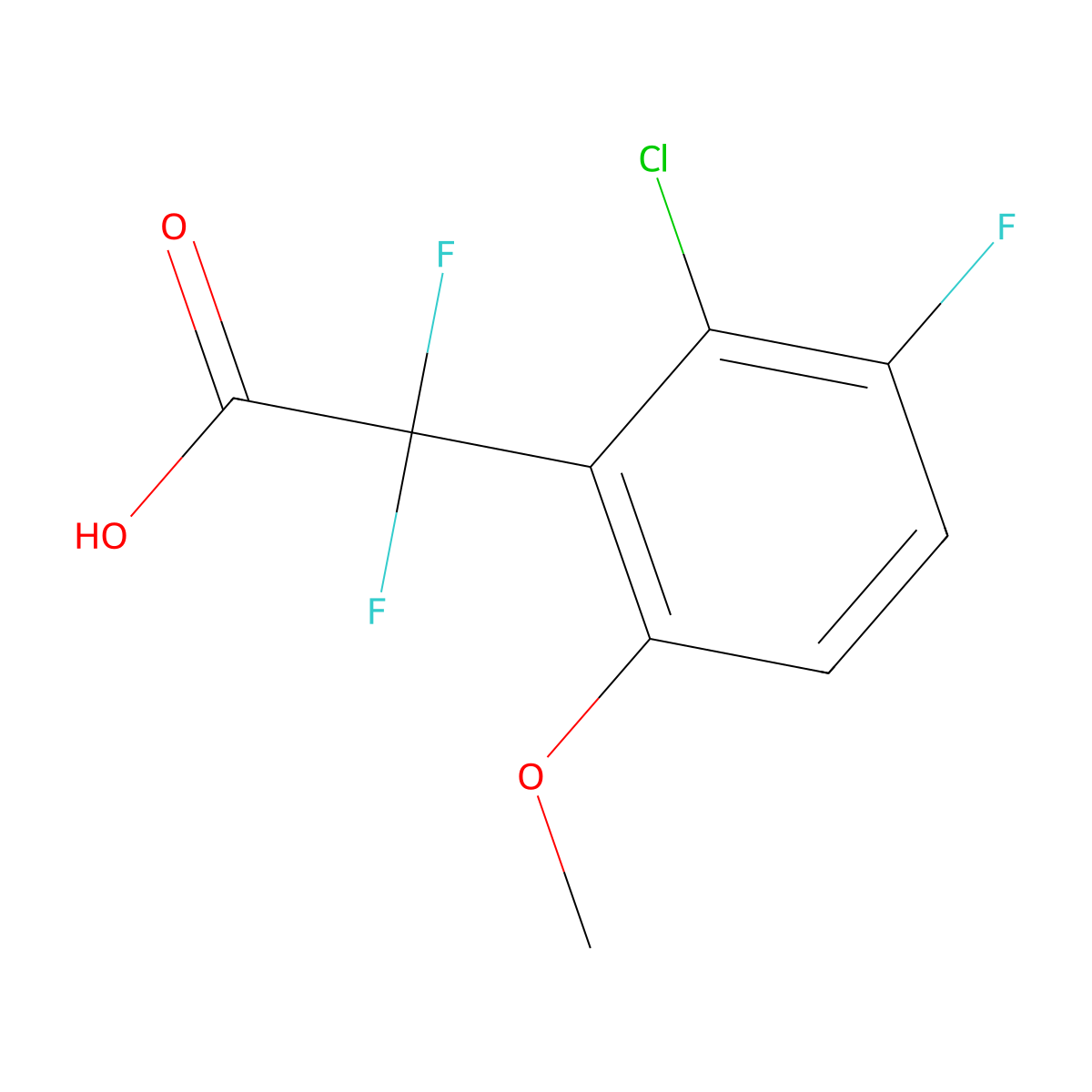 2-(2-Chloro-3-fluoro-6-methoxyphenyl)-2,2-difluoroacetic acid molecular structure, CAS 2228547-13-3
