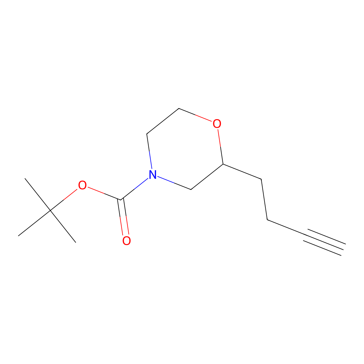 Tert-butyl 2-(but-3-yn-1-yl)morpholine-4-carboxylate molecular structure, CAS 2228548-03-4
