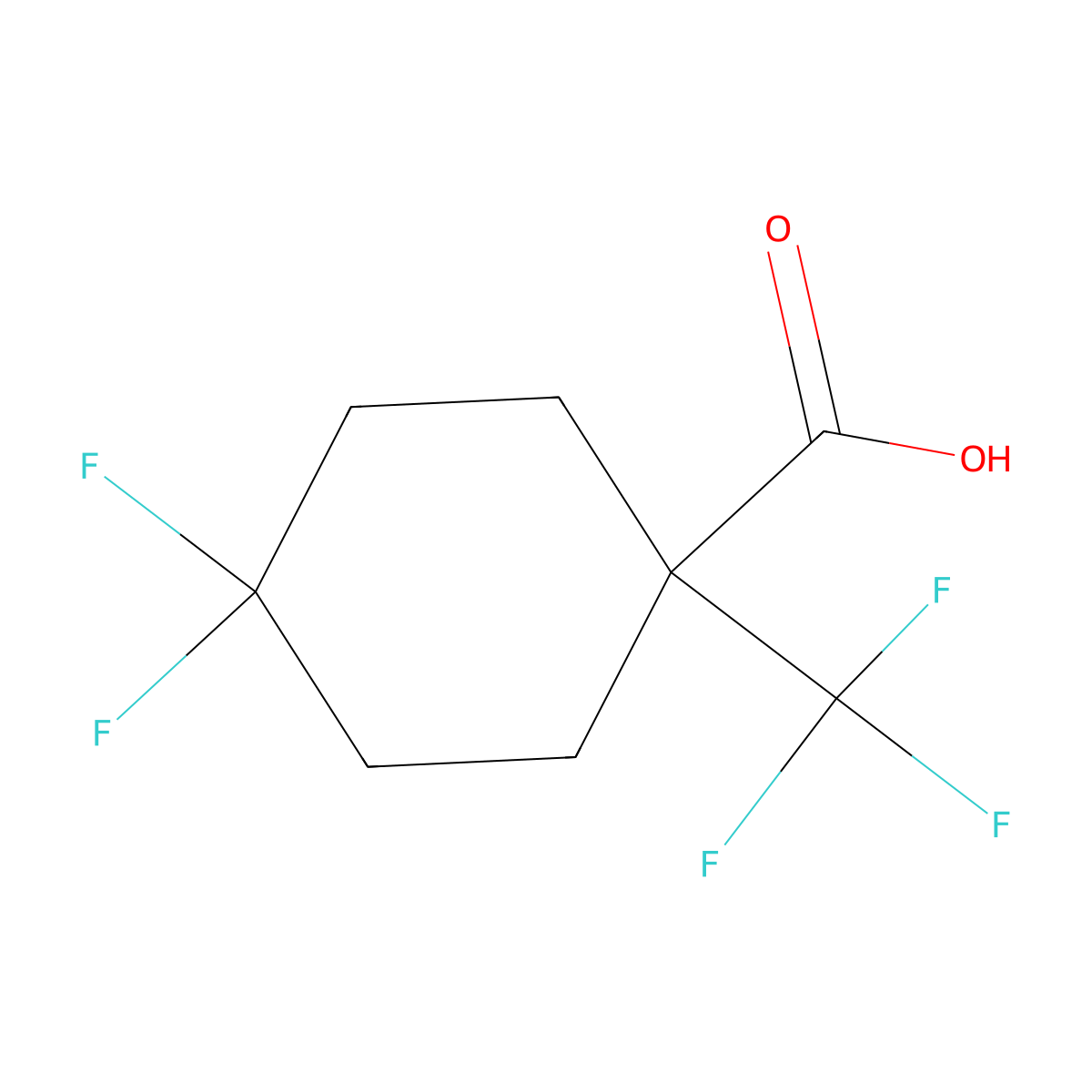 4,4-Difluoro-1-(trifluoromethyl)cyclohexane-1-carboxylic acid molecular structure, CAS 2228549-16-2