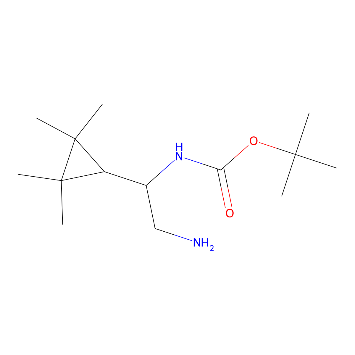 tert-butyl N-[2-amino-1-(2,2,3,3-tetramethylcyclopropyl)ethyl]carbamate molecular structure, CAS 2228549-79-7