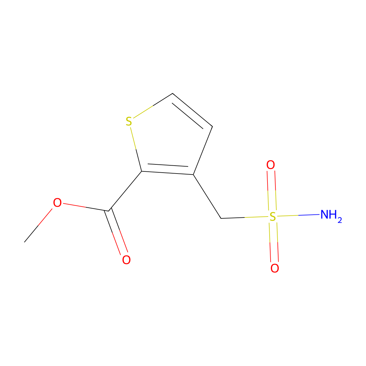 Methyl 3-(sulfamoylmethyl)thiophene-2-carboxylate molecular structure, CAS 2228553-44-2