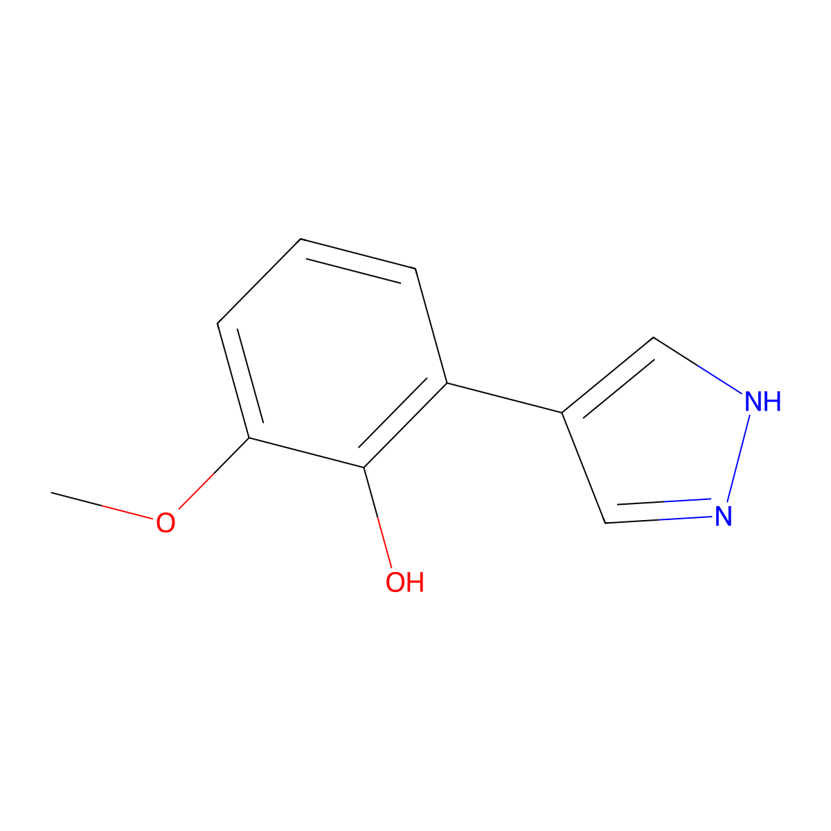 2-methoxy-6-(1H-pyrazol-4-yl)phenol molecular structure, CAS 2228553-63-5
