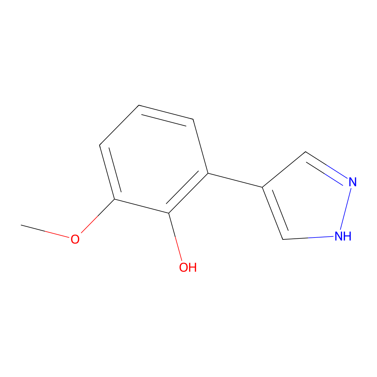 2-methoxy-6-(1H-pyrazol-4-yl)phenol molecular structure, CAS 2228553-63-5
