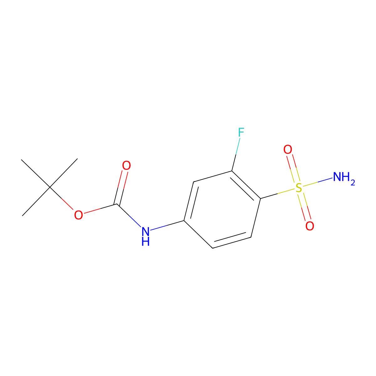 tert-butyl N-(3-fluoro-4-sulfamoylphenyl)carbamate molecular structure, CAS 2228555-86-8