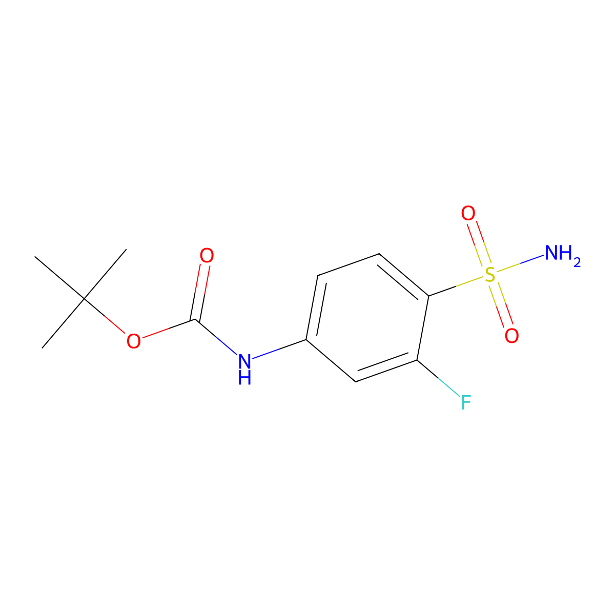 tert-butyl N-(3-fluoro-4-sulfamoylphenyl)carbamate molecular structure, CAS 2228555-86-8