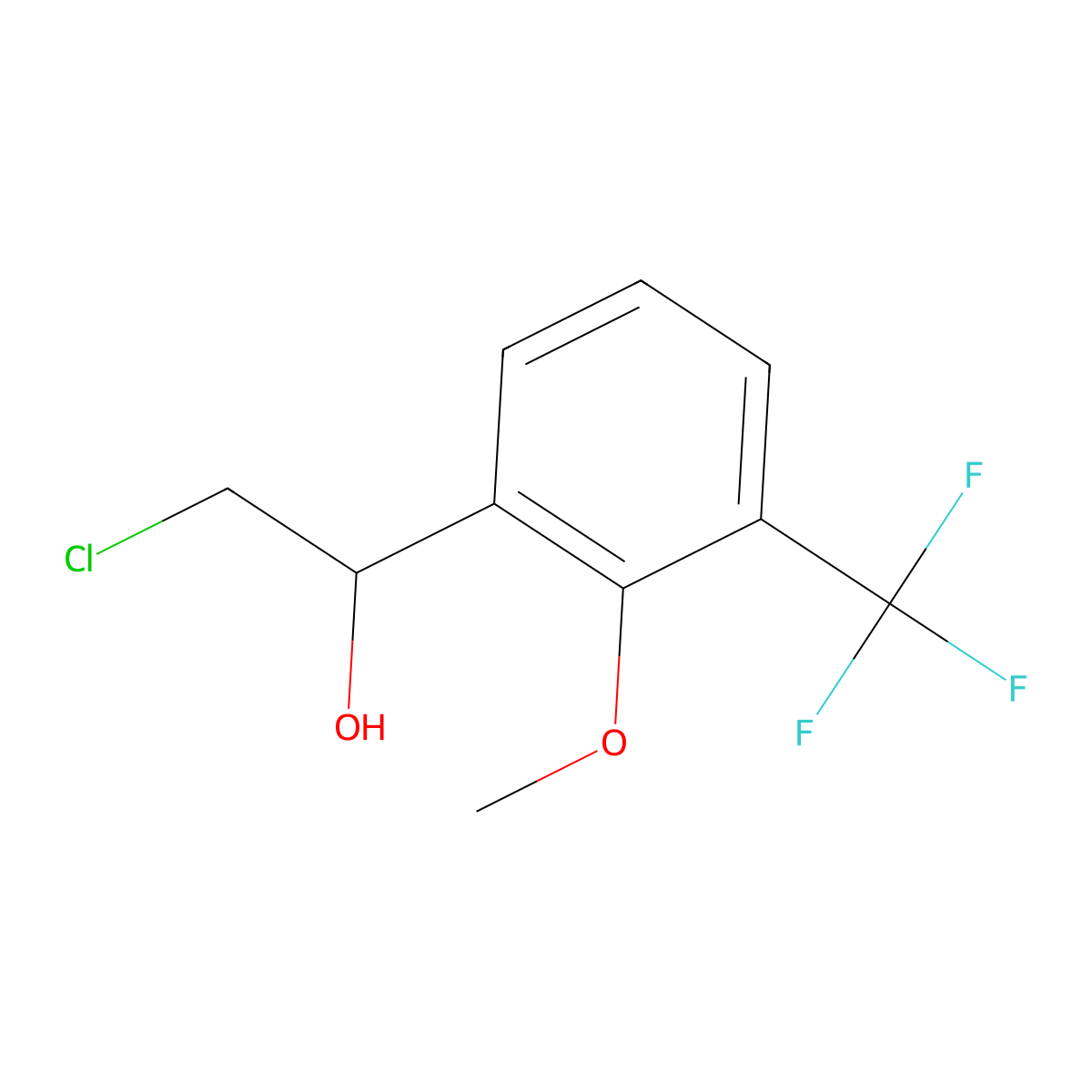 2-Chloro-1-[2-methoxy-3-(trifluoromethyl)phenyl]ethan-1-ol molecular structure, CAS 2228555-97-1
