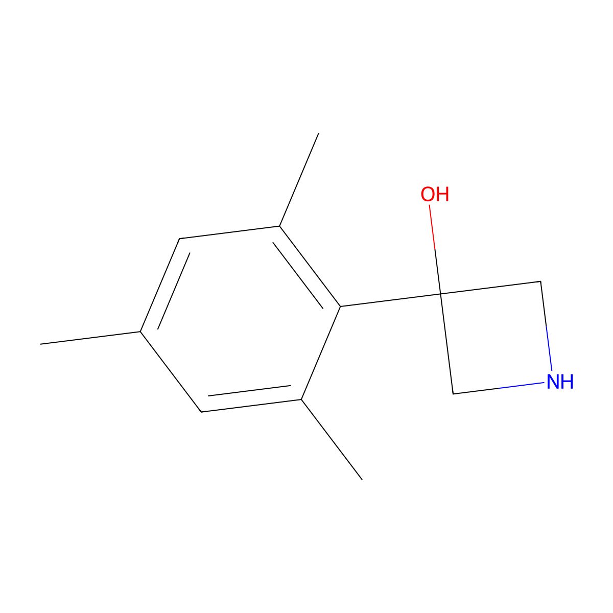 3-(2,4,6-Trimethylphenyl)azetidin-3-ol molecular structure, CAS 2228556-82-7