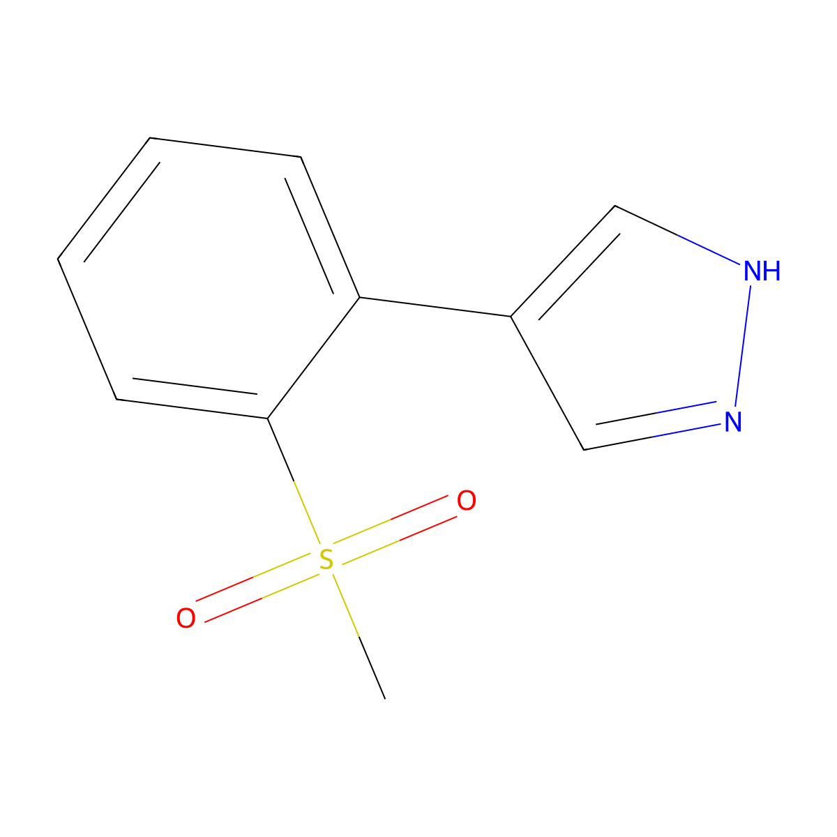 4-(2-methanesulfonylphenyl)-1H-pyrazole molecular structure, CAS 2228557-47-7
