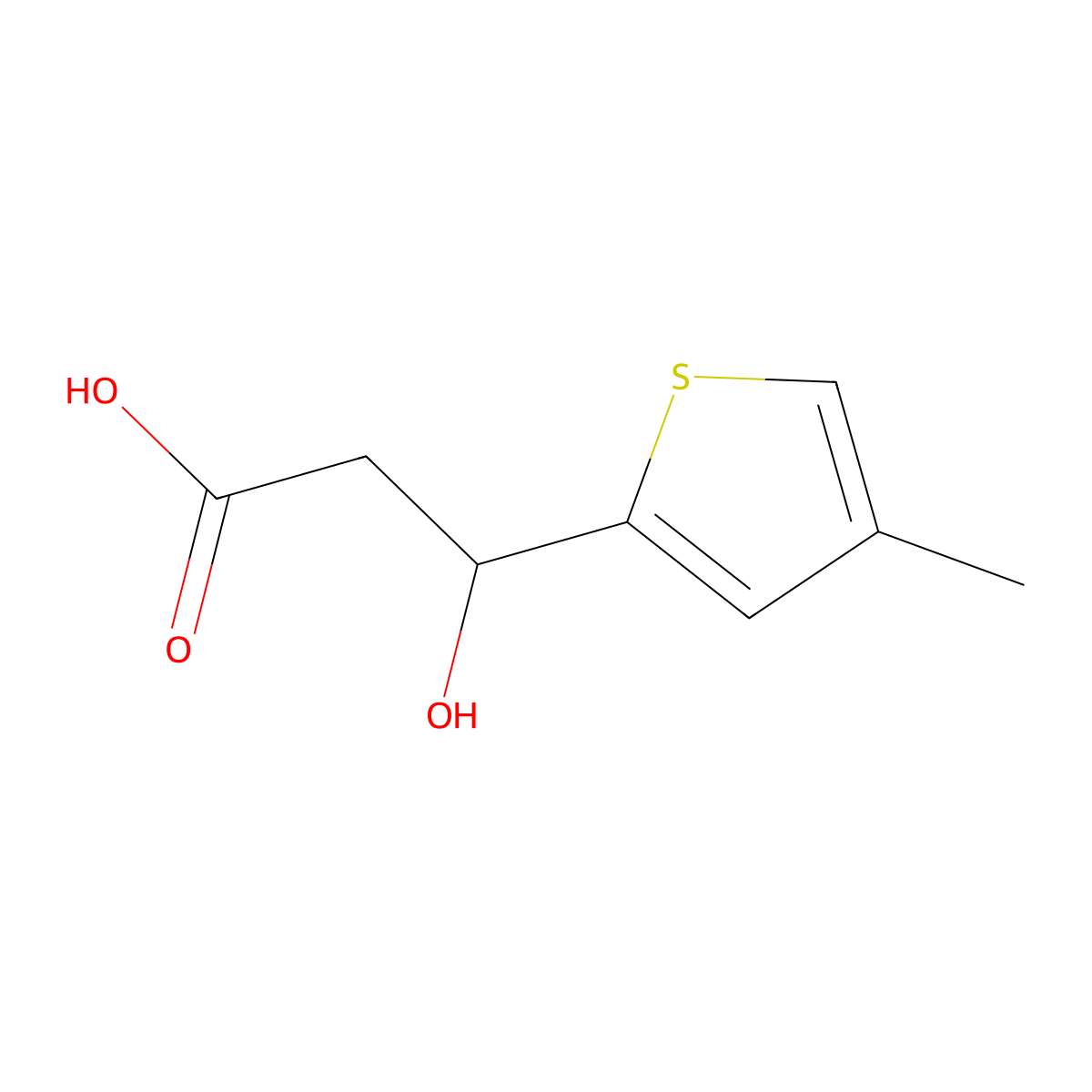 3-Hydroxy-3-(4-methylthiophen-2-yl)propanoic acid molecular structure, CAS 2228559-29-1