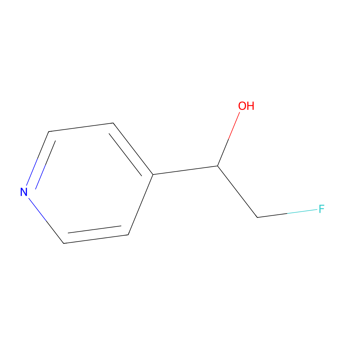 2-Fluoro-1-(pyridin-4-yl)ethan-1-ol molecular structure, CAS 2228559-73-5