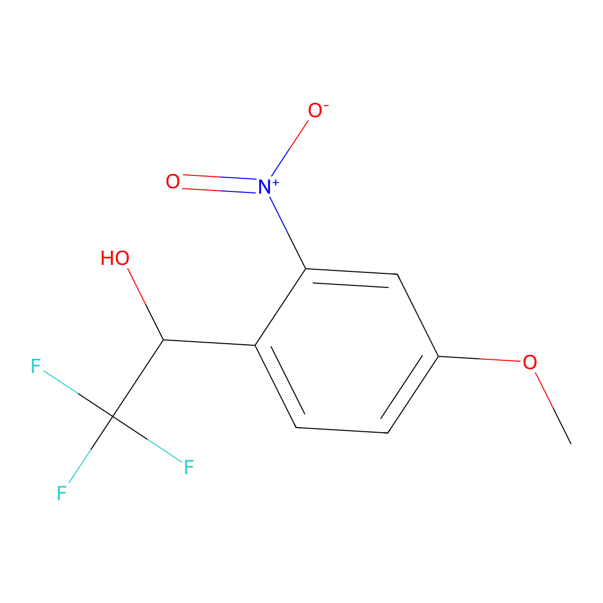 2,2,2-Trifluoro-1-(4-methoxy-2-nitrophenyl)ethan-1-ol molecular structure, CAS 2228565-35-1