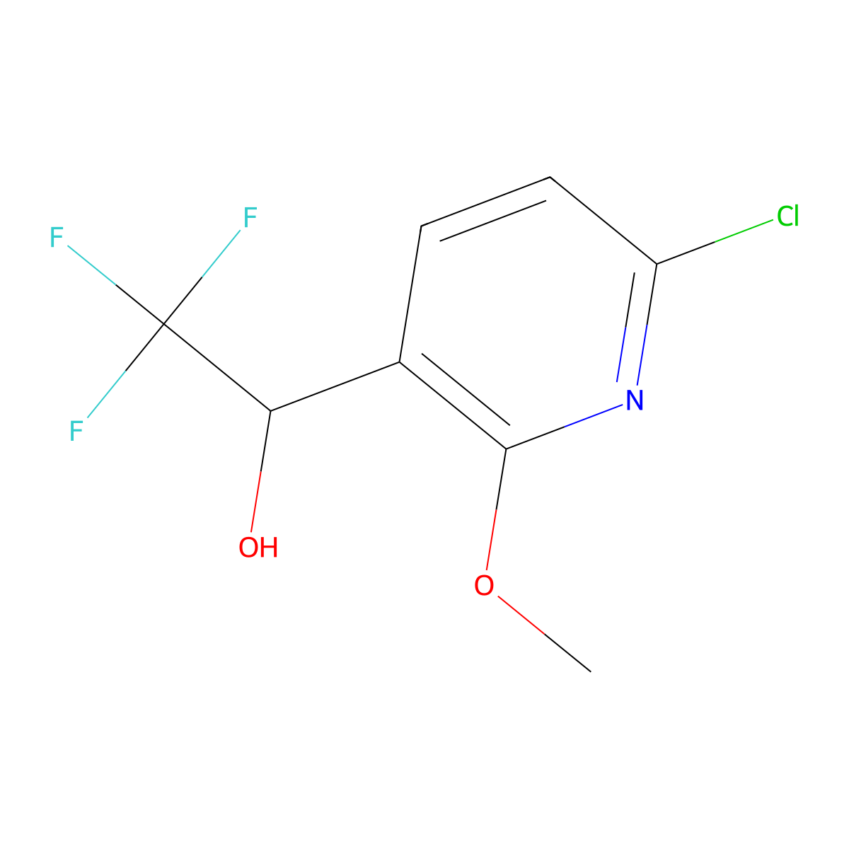 1-(6-Chloro-2-methoxypyridin-3-yl)-2,2,2-trifluoroethan-1-ol molecular structure, CAS 2228565-42-0