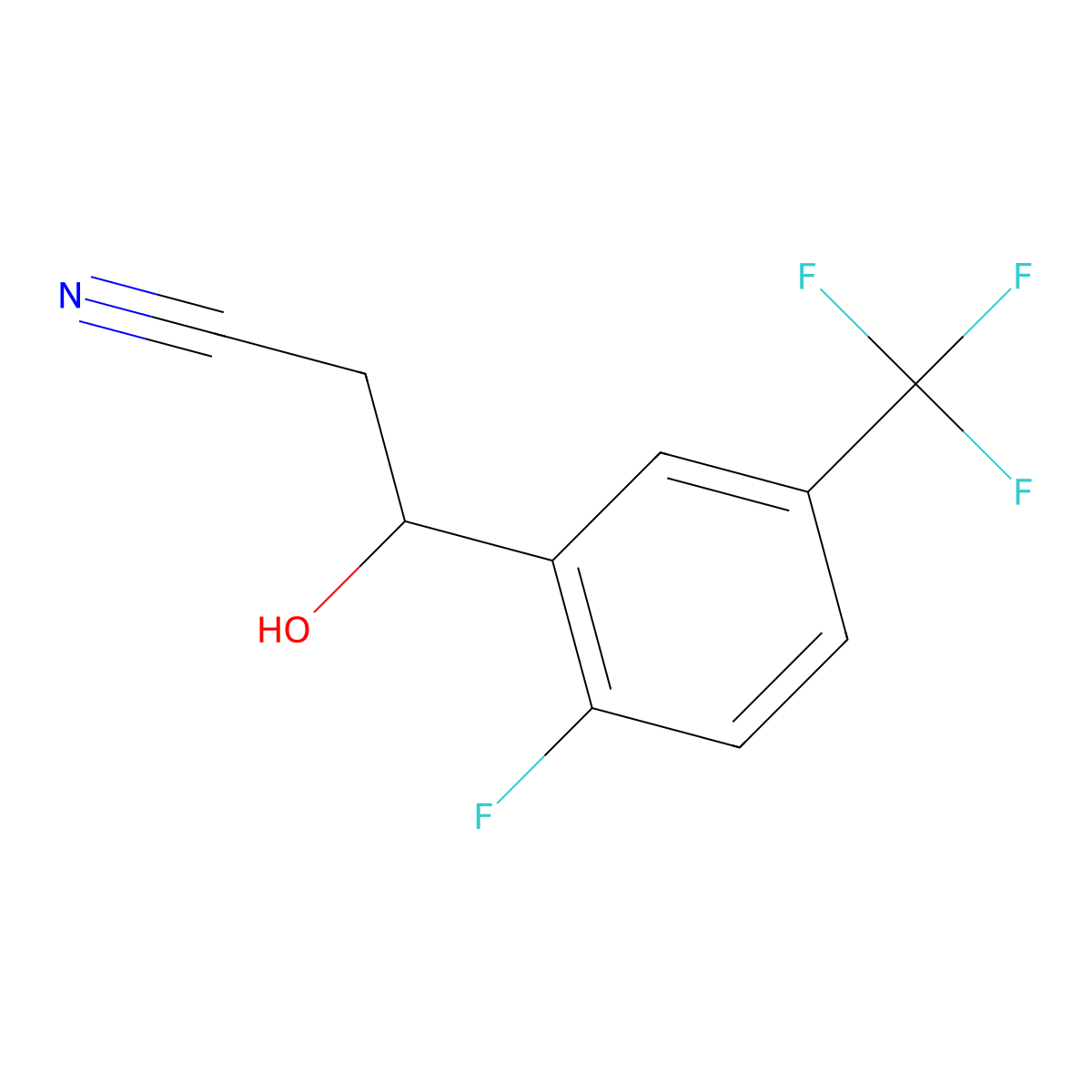 3-[2-Fluoro-5-(trifluoromethyl)phenyl]-3-hydroxypropanenitrile molecular structure, CAS 2228565-57-7