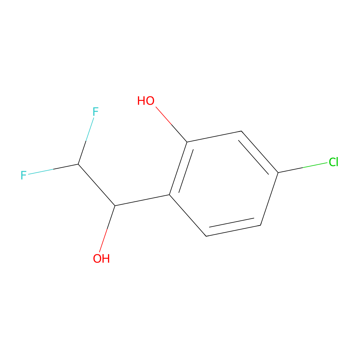 5-Chloro-2-(2,2-difluoro-1-hydroxyethyl)phenol molecular structure, CAS 2228567-33-5