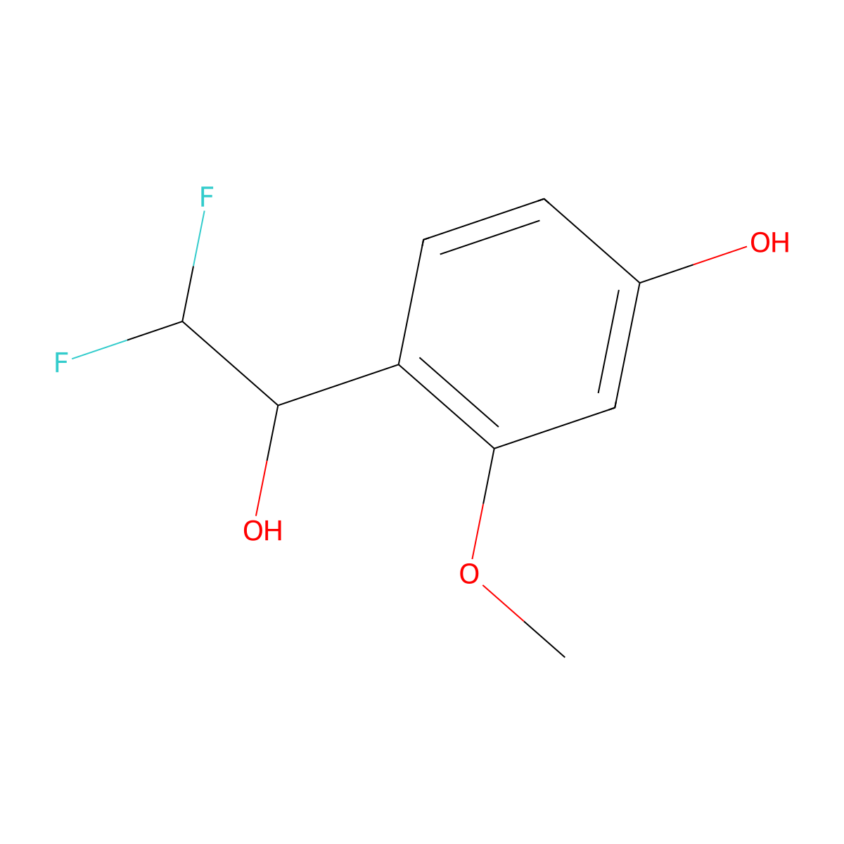 4-(2,2-Difluoro-1-hydroxyethyl)-3-methoxyphenol molecular structure, CAS 2228567-80-2