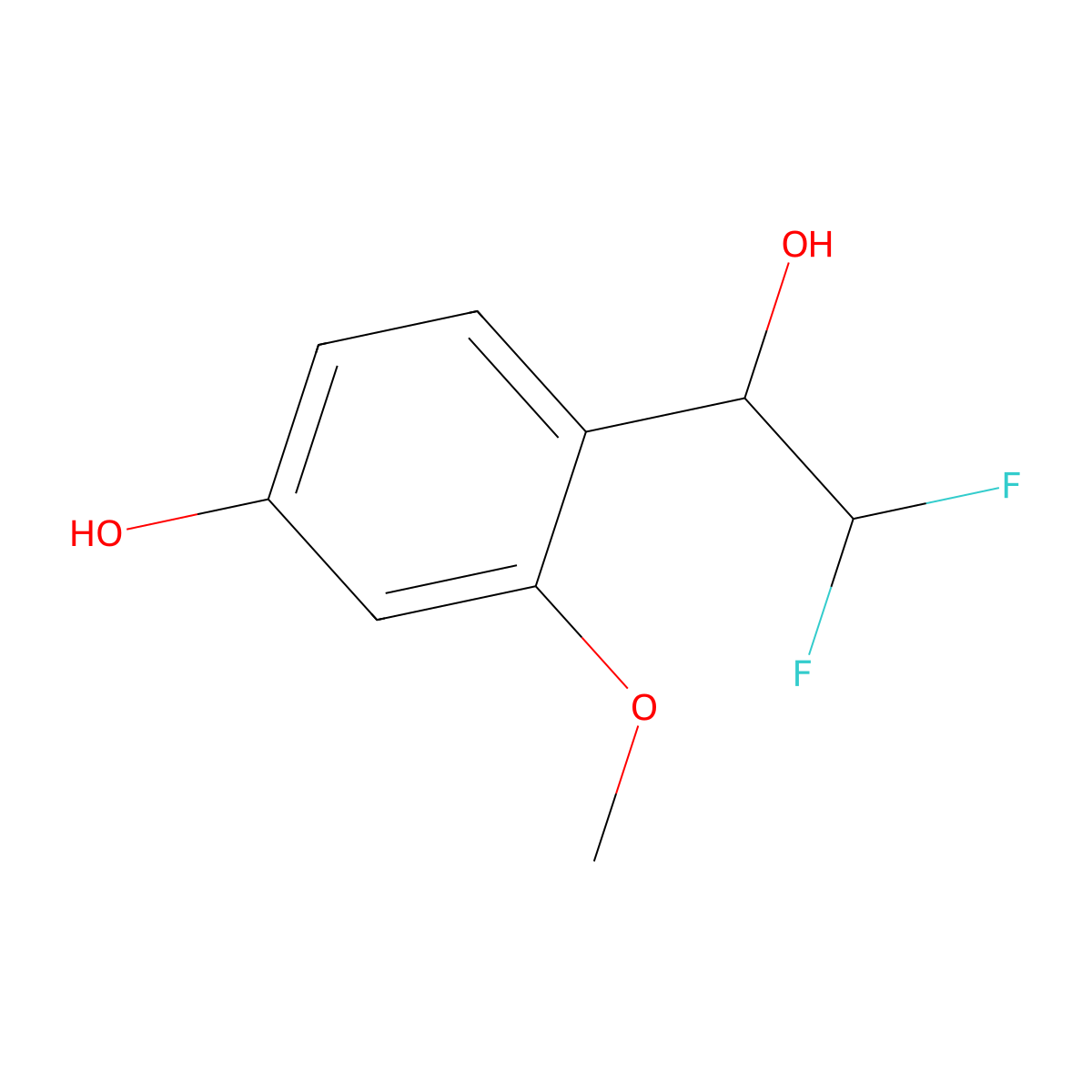 4-(2,2-Difluoro-1-hydroxyethyl)-3-methoxyphenol molecular structure, CAS 2228567-80-2