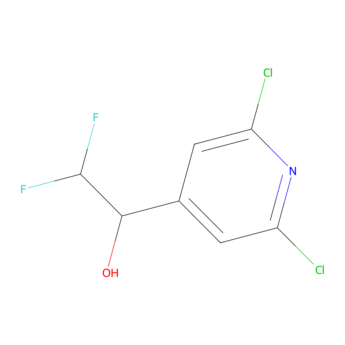 1-(2,6-Dichloropyridin-4-yl)-2,2-difluoroethan-1-ol molecular structure, CAS 2228568-12-3