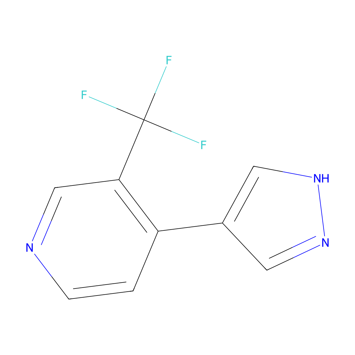 4-(1H-pyrazol-4-yl)-3-(trifluoromethyl)pyridine molecular structure, CAS 2228568-63-4
