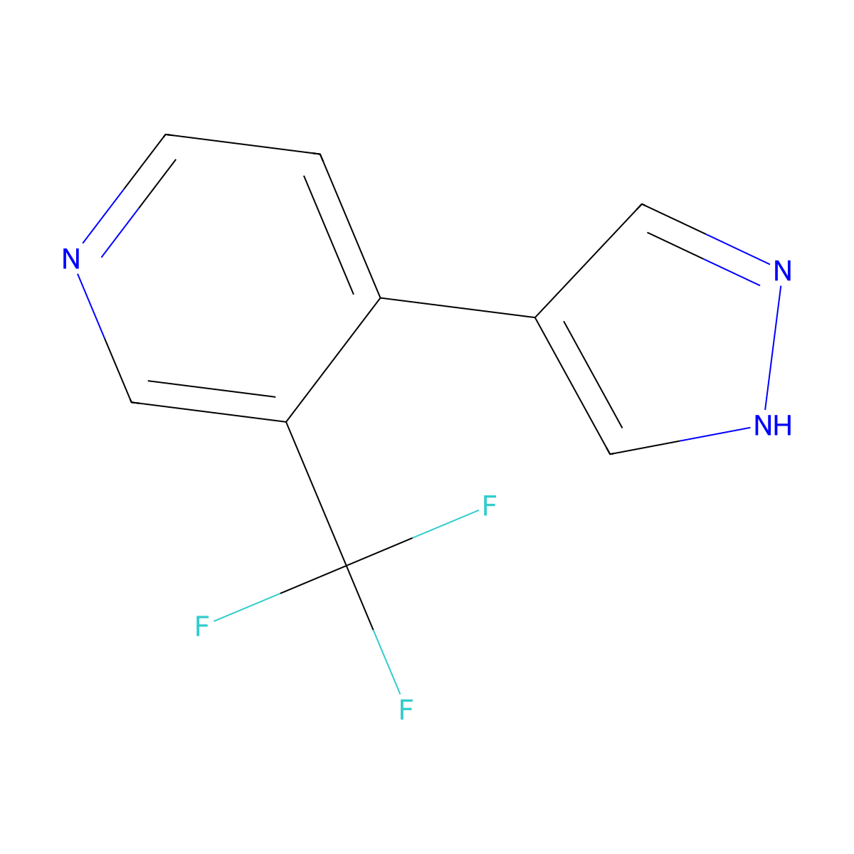 4-(1H-pyrazol-4-yl)-3-(trifluoromethyl)pyridine molecular structure, CAS 2228568-63-4
