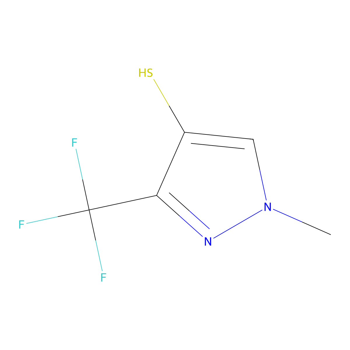 1-Methyl-3-(trifluoromethyl)pyrazole-4-thiol molecular structure, CAS 2228569-19-3