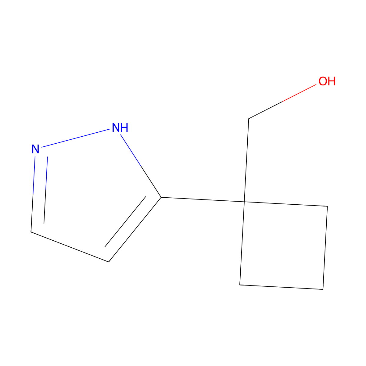 (1-(1H-pyrazol-3-yl)cyclobutyl)methanol molecular structure, CAS 2228570-93-0