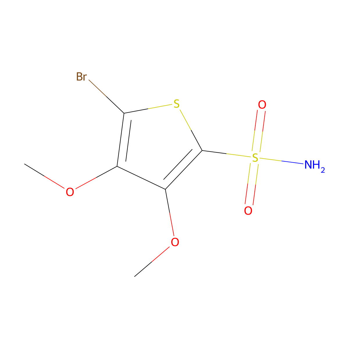 5-Bromo-3,4-dimethoxythiophene-2-sulfonamide molecular structure, CAS 2228571-43-3