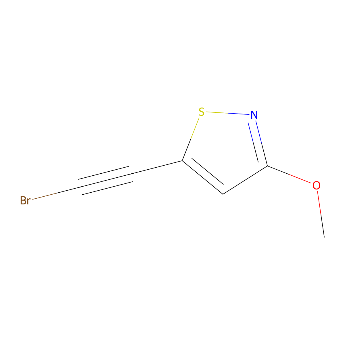 5-(2-Bromoethynyl)-3-methoxy-1,2-thiazole molecular structure, CAS 2228572-04-9
