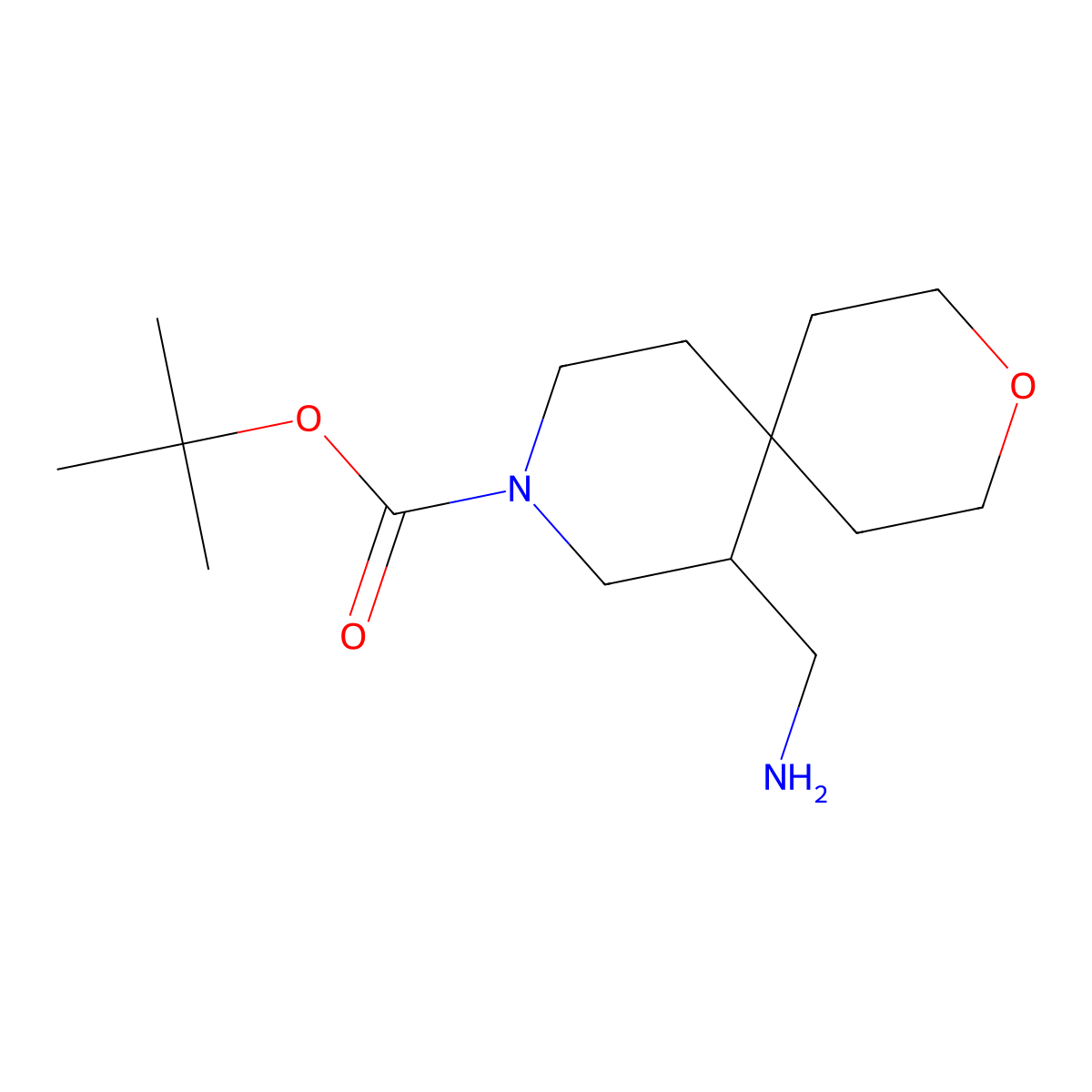 Tert-butyl 7-(aminomethyl)-3-oxa-9-azaspiro(5.5)undecane-9-carboxylate molecular structure, CAS 2228572-40-3