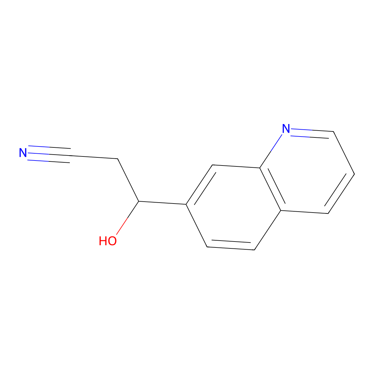 3-Hydroxy-3-(quinolin-7-yl)propanenitrile molecular structure, CAS 2228573-64-4