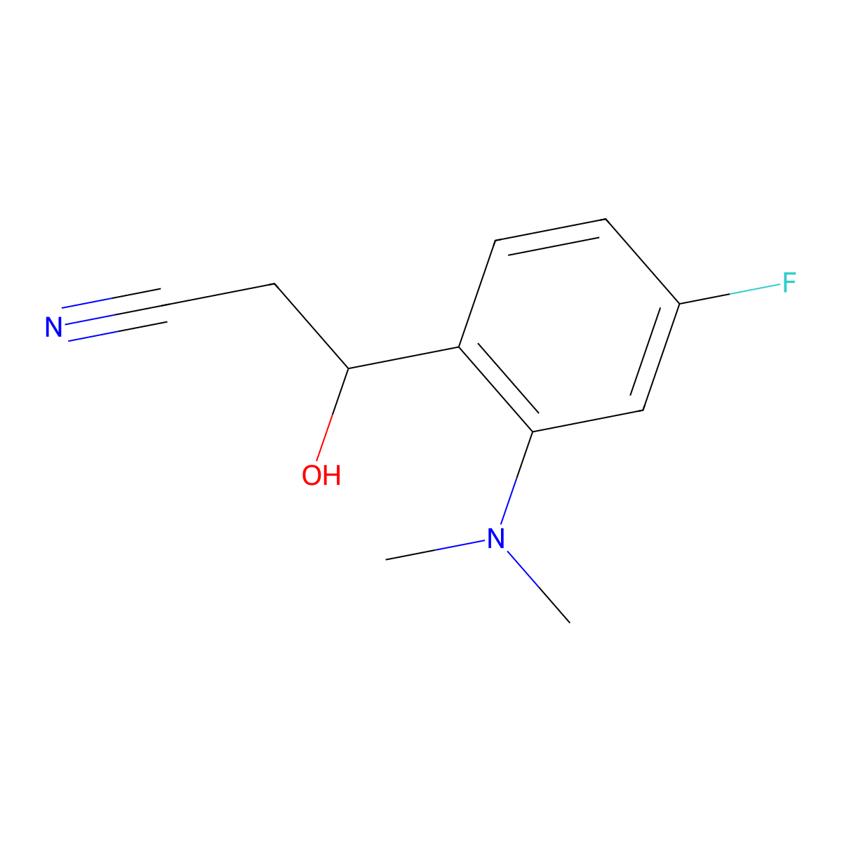 3-[2-(Dimethylamino)-4-fluorophenyl]-3-hydroxypropanenitrile molecular structure, CAS 2228573-68-8