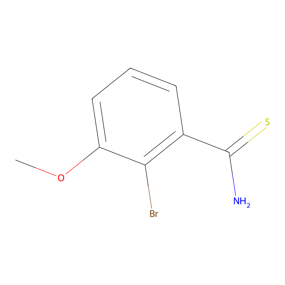 2-Bromo-3-methoxybenzene-1-carbothioamide molecular structure, CAS 2228573-77-9
