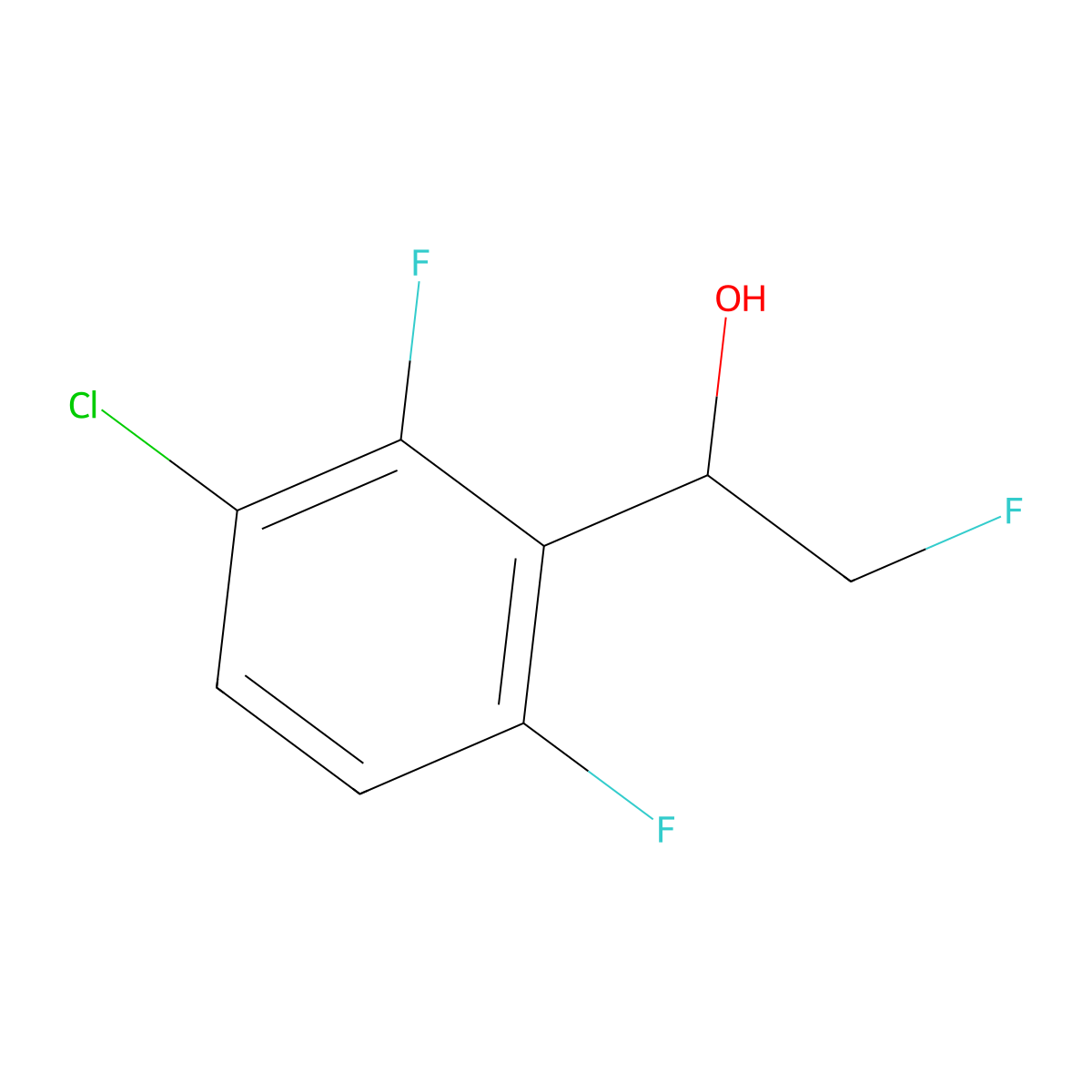 1-(3-Chloro-2,6-difluorophenyl)-2-fluoroethan-1-ol molecular structure, CAS 2228574-02-3