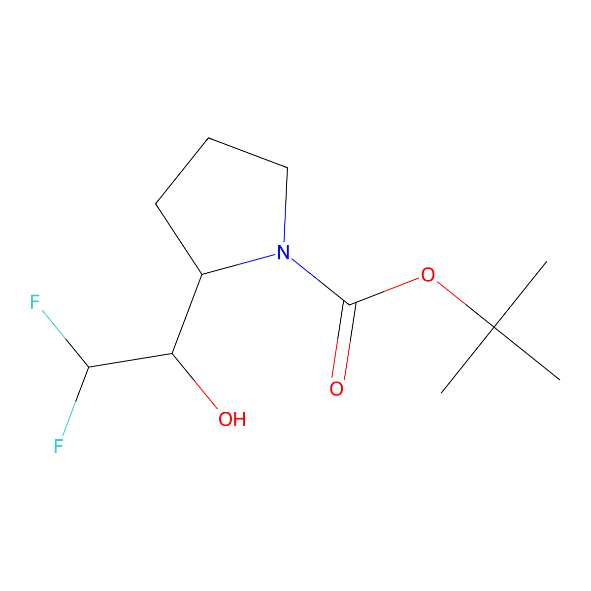 Tert-butyl 2-(2,2-difluoro-1-hydroxyethyl)pyrrolidine-1-carboxylate molecular structure, CAS 2228574-63-6