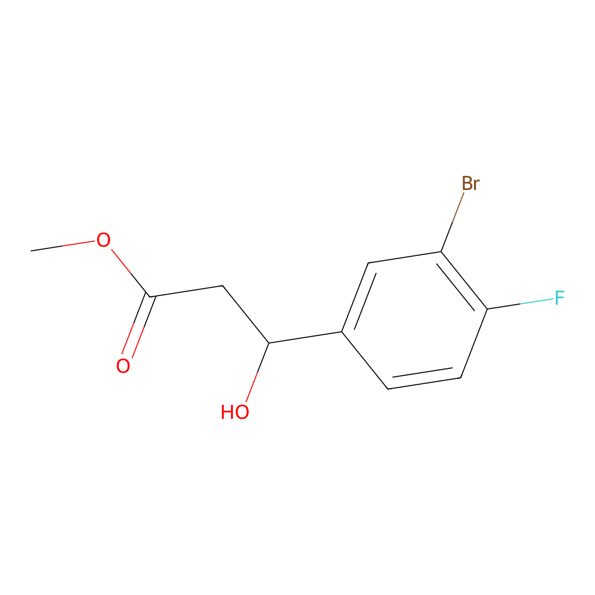 Methyl 3-(3-bromo-4-fluorophenyl)-3-hydroxypropanoate molecular structure, CAS 2228575-26-4