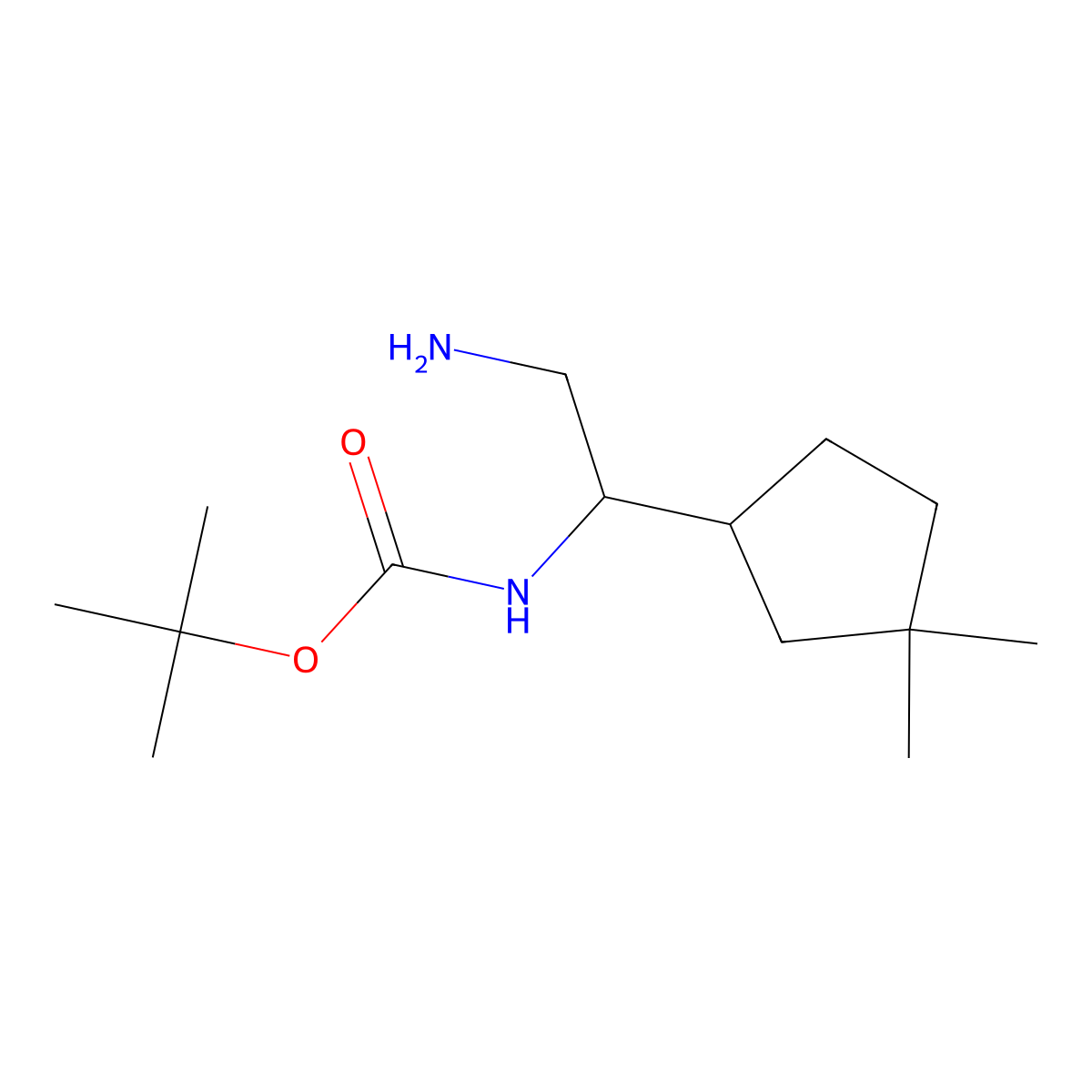 tert-butyl N-(2-amino-1-(3,3-dimethylcyclopentyl)ethyl)carbamate molecular structure, CAS 2228576-83-6