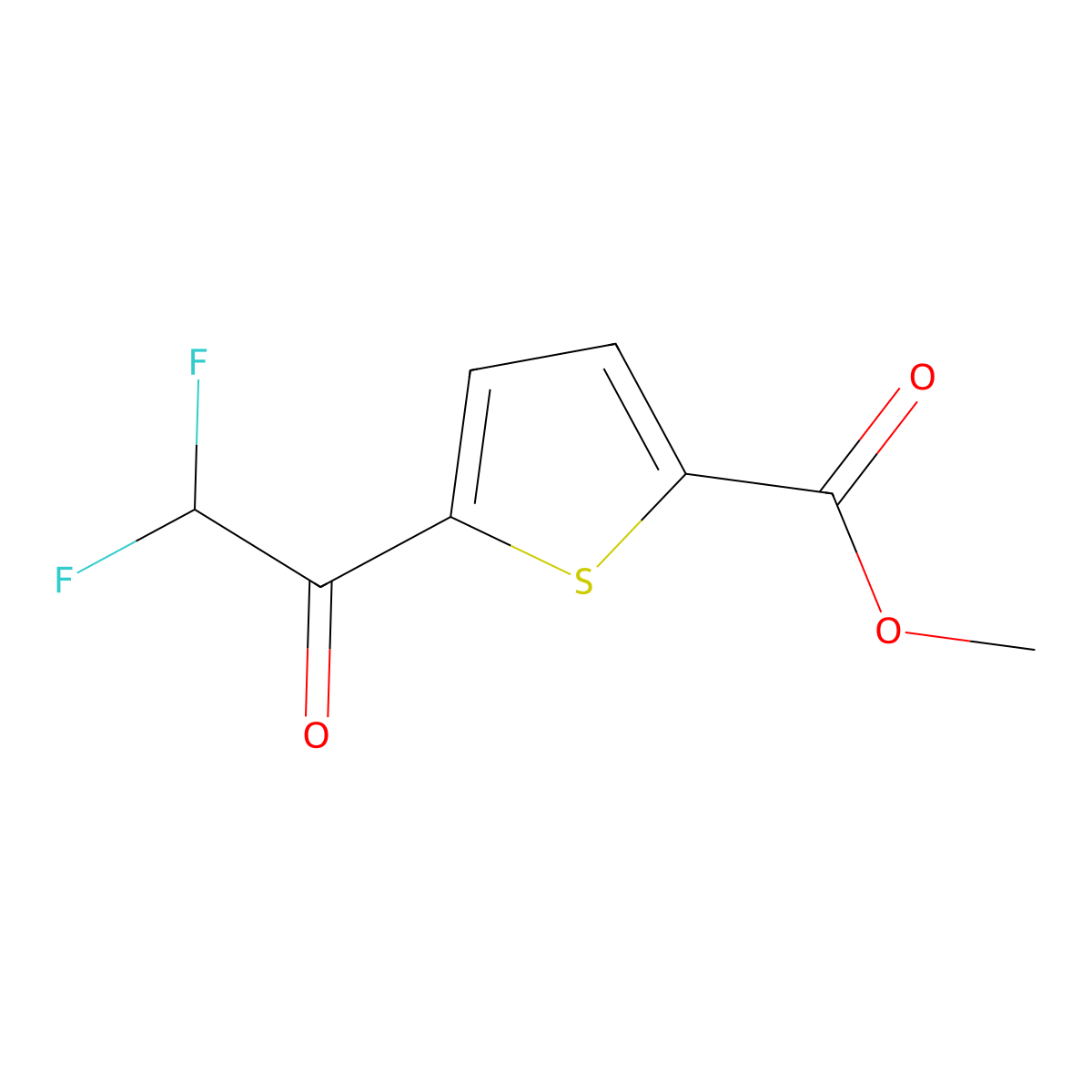 Methyl 5-(2,2-difluoroacetyl)-2-thiophenecarboxylate molecular structure, CAS 2228577-61-3