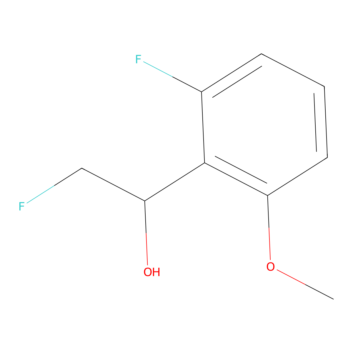 2-Fluoro-1-(2-fluoro-6-methoxyphenyl)ethan-1-ol molecular structure, CAS 2228581-03-9