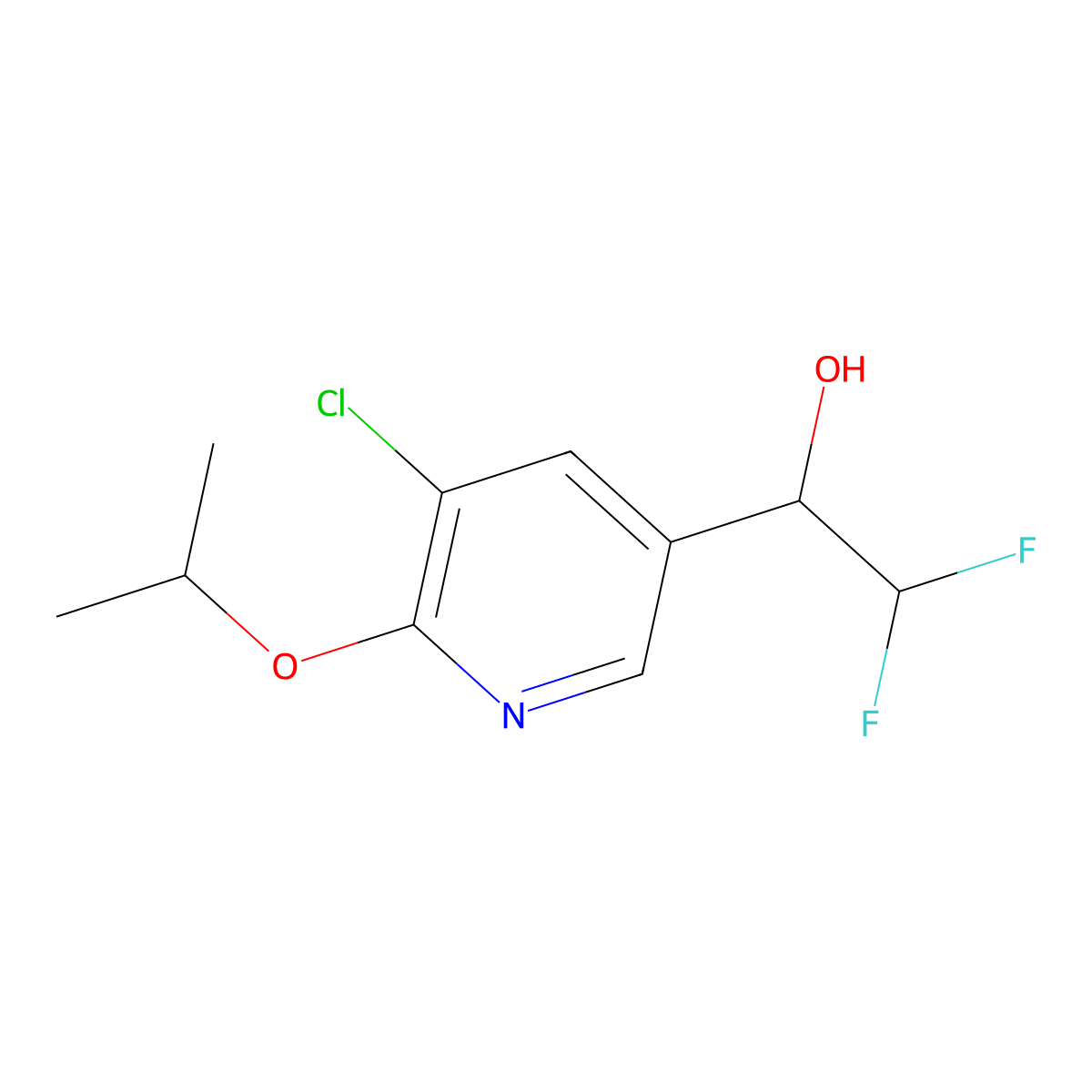 1-[5-Chloro-6-(propan-2-yloxy)pyridin-3-yl]-2,2-difluoroethan-1-ol molecular structure, CAS 2228582-61-2