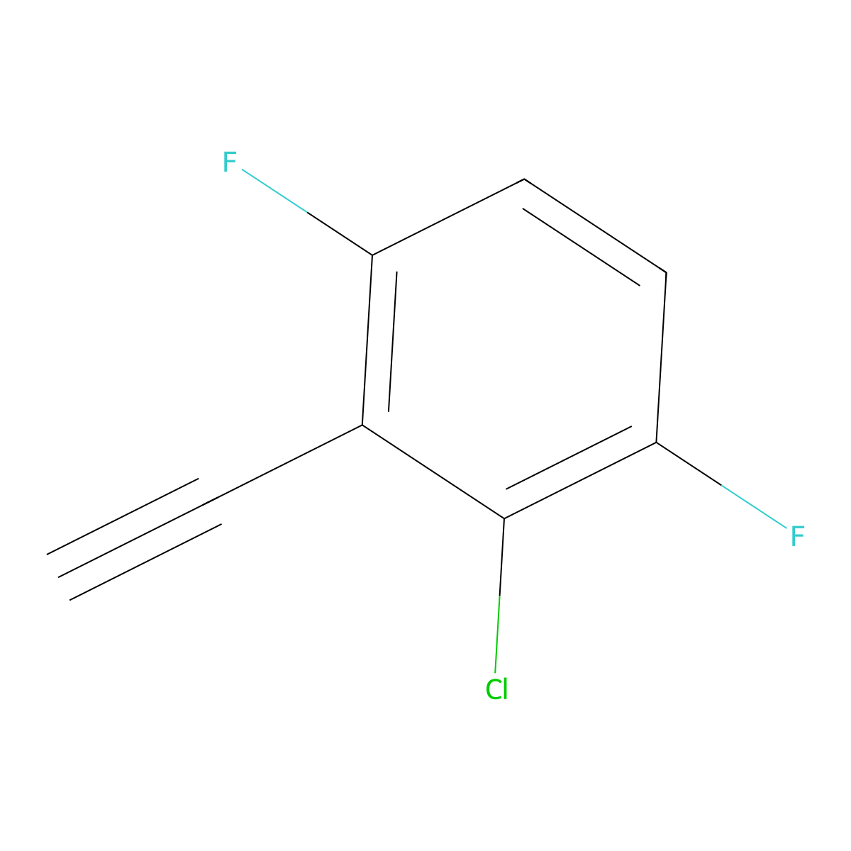 2-Chloro-3-ethynyl-1,4-difluorobenzene molecular structure, CAS 2228585-26-8