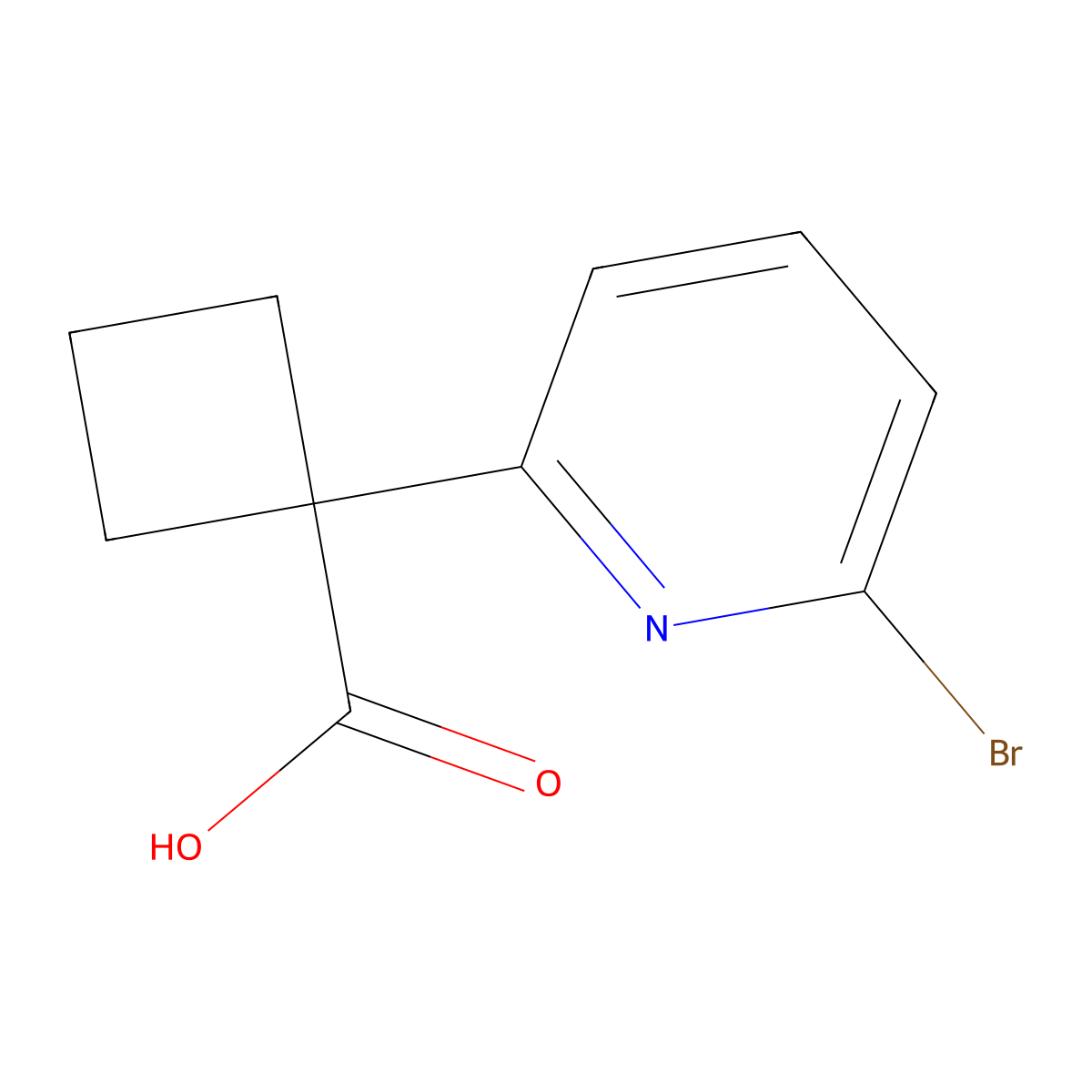 1-(6-Bromopyridin-2-yl)cyclobutane-1-carboxylic acid molecular structure, CAS 2228585-74-6
