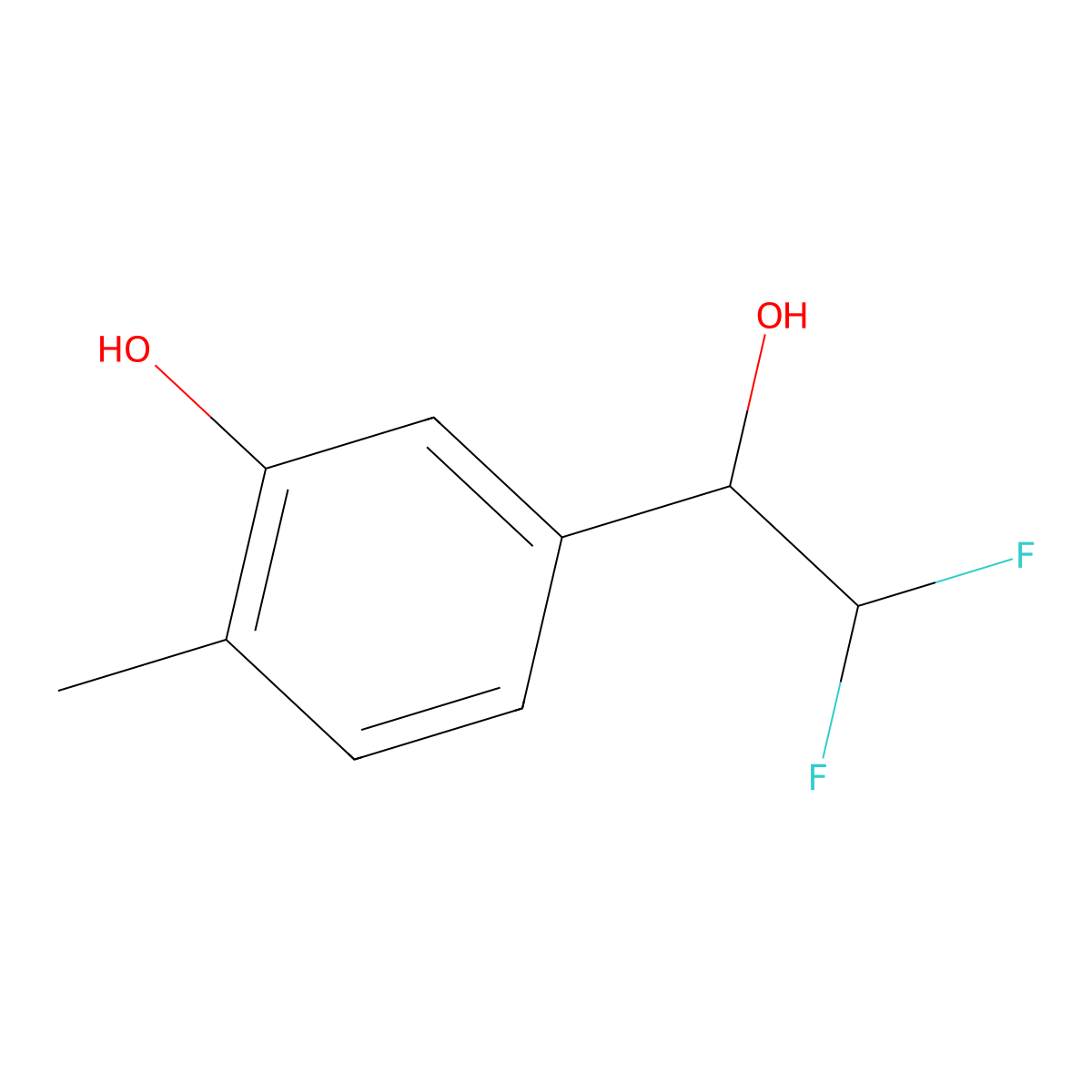 5-(2,2-Difluoro-1-hydroxyethyl)-2-methylphenol molecular structure, CAS 2228586-28-3