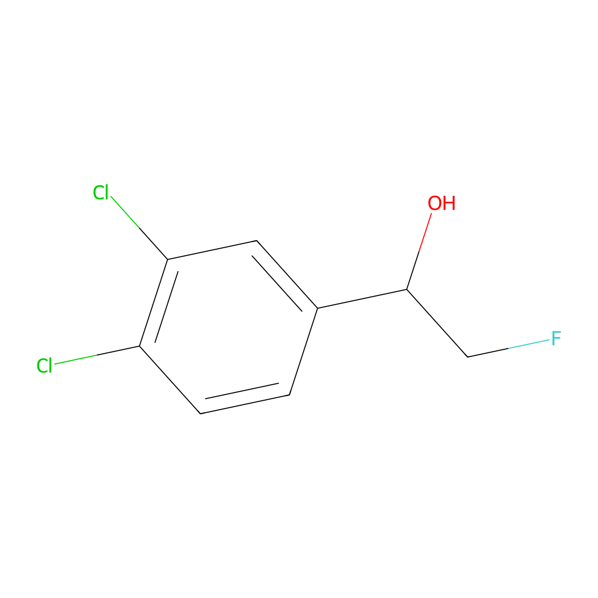 1-(3,4-Dichlorophenyl)-2-fluoroethan-1-ol molecular structure, CAS 2228587-94-6